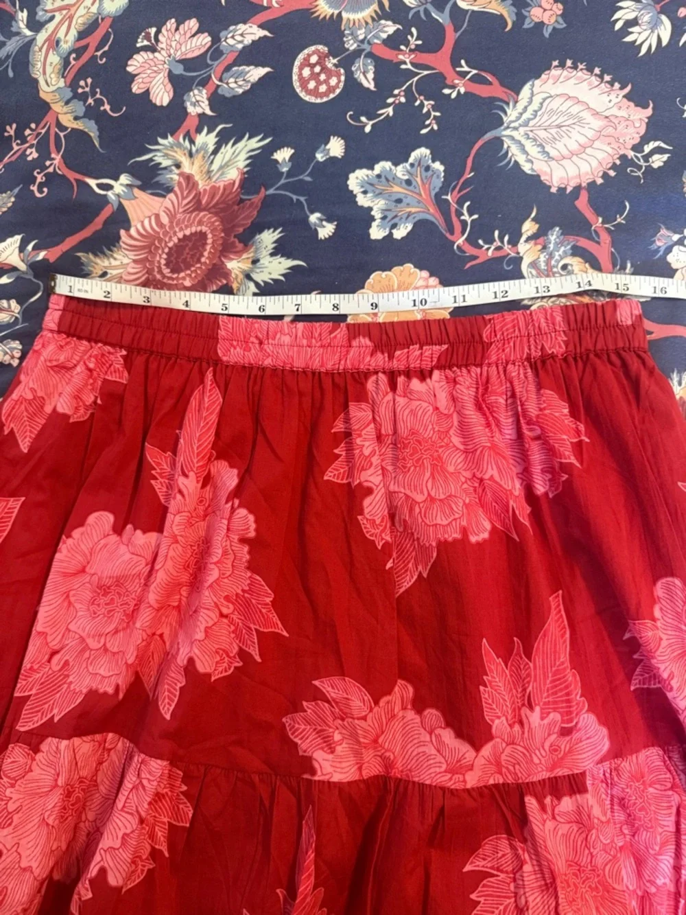 NWT Mille Anthropologie Paola Ruffle Maxi Skirt in Red Floral size Small - Picture 11 of 13